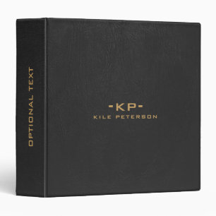 Classeur Typographie minimaliste en cuir noir