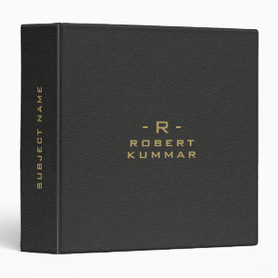 Classeur Typographie minimaliste en cuir noir