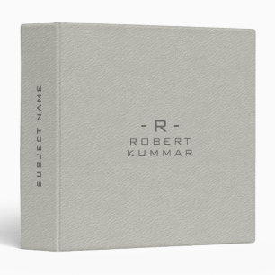 Classeur Typographie minimaliste gris clair cuir gris