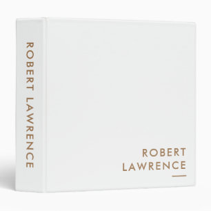 Classeur Typographie minimaliste moderne or Nom Blanc