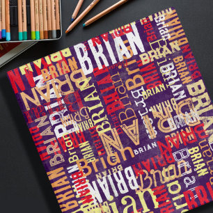 Classeur Typographie moderne Collage Motif Nom personnalisé