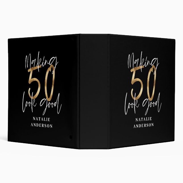 Classeur typographie moderne or noir 50e anniversaire (Arrière-plan)
