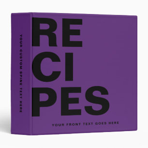 Classeur Typographie Monogramme Gras Violet Noir Recettes