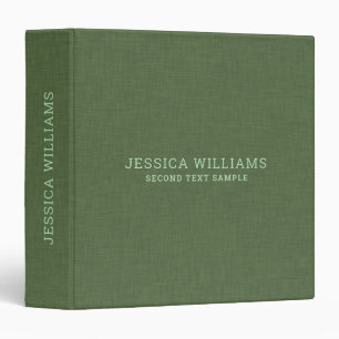 Classeur Typographie personnalisable en lin vert forêt