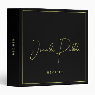 Classeur Typographie tendance Nom Cookbook Black Gold Recet