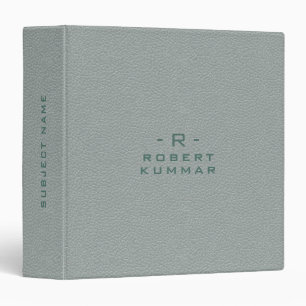 Classeur Typographie verte en cuir minimaliste