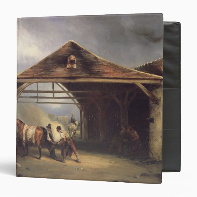 Classeur Un maréchal-ferrant chaussant un cheval (Devant/Intérieur)