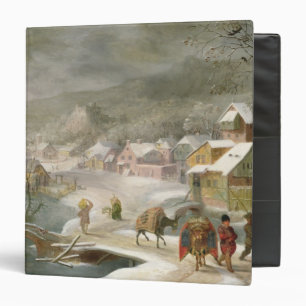 Classeur Un paysage d'hiver avec des voyageurs sur un