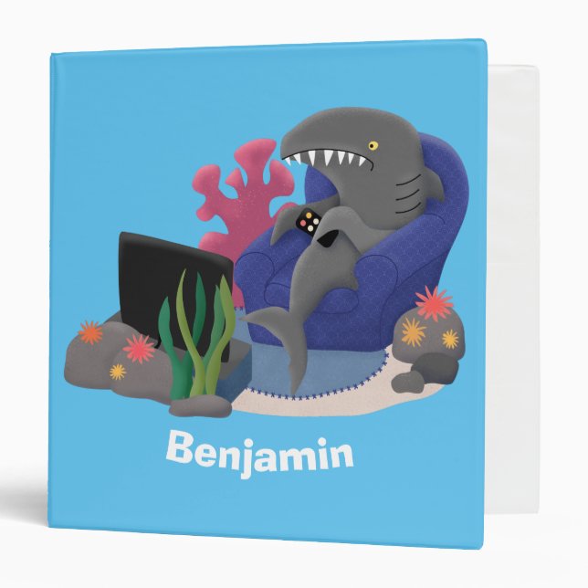 Classeur Un requin drôle en regardant la bande dessinée de  (Devant/Intérieur)