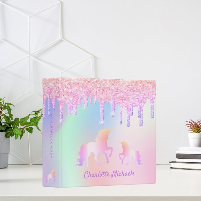 Classeur Unicorn rose violet gouttes holographique (Créateur téléchargé)