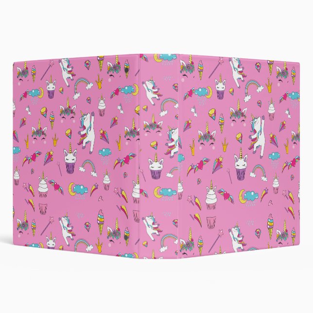 Classeur Unicorne Fan Club motif rose (Arrière-plan)