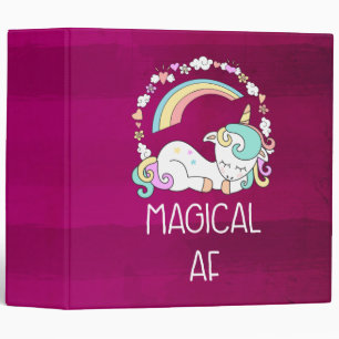 Classeur Unicorne humoristique magique AF sur Motif rouge f