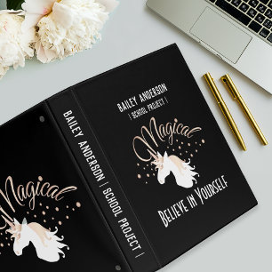 Classeur Unicorne magique noire moderne