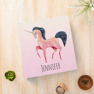 Classeur Unicorne nordique rose avec Mane noir