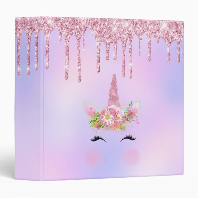 Classeur Unicorne Parties scintillant Pastel Purple (Devant/Côté)