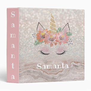Classeur Unicorne, Visage Unicorne, personnalisée, girly, f
