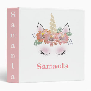 Classeur Unicorne, Visage Unicorne, personnalisée, girly, f