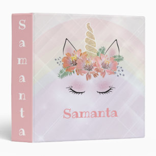Classeur Unicorne, Visage Unicorne, personnalisée, girly, f