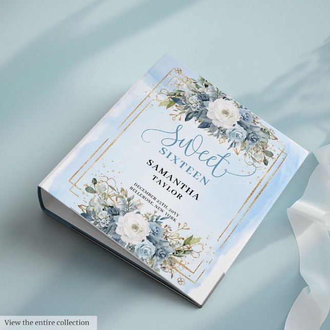 Classeur Unique Boho Light Blue Greenery Floral Sweet 16 (Unique Boho Light Blue Greenery Floral Sweet 16)