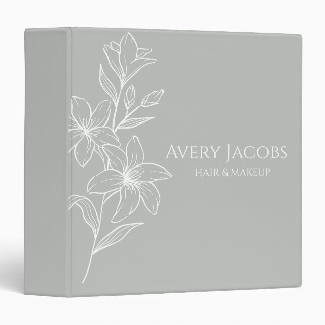 Classeur Unique Moderne Sage Vert Boho Floral (Devant/Côté)