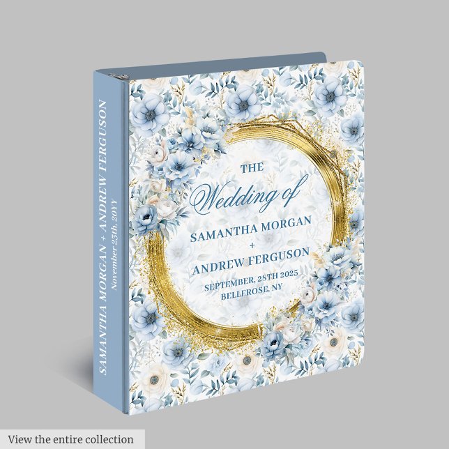 Classeur Unique Pastel Blue Boho Gold Parties scintillant A (Unique Pastel Blue Boho Gold Glitter Wedding Album)