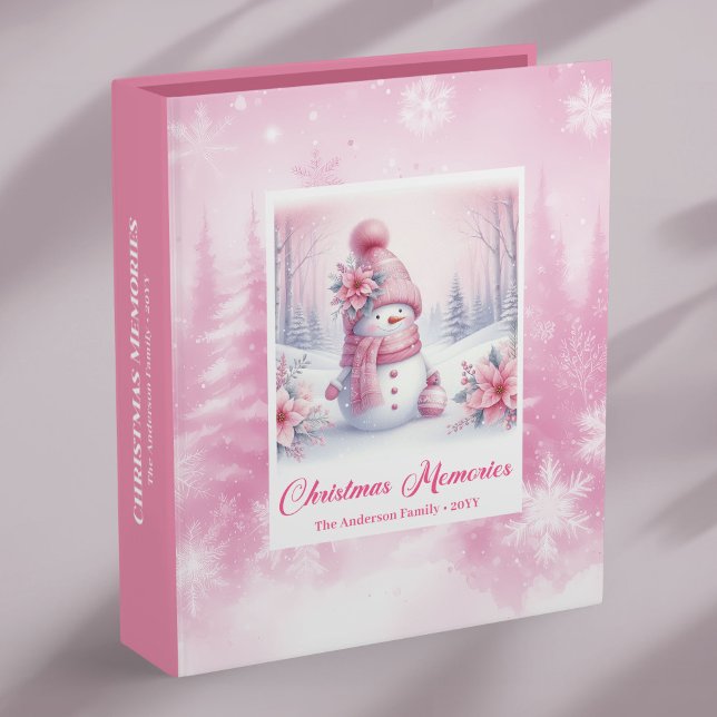 Classeur Unique Pink Snowman Winter Forest Christmas Memory (Unique Pink Snowman Winter Forest Christmas Memory Album Binder

)