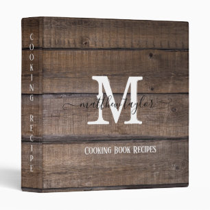 Classeur Unique Rustique Script Monogramme Nom Cuisine Rece