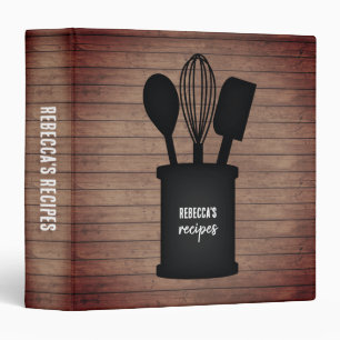 Classeur Ustensiles Crock Bois Plank Rustic Recette Classeu