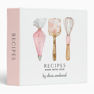 Classeur Ustensiles de cuisine à l'aquarelle rose tendre