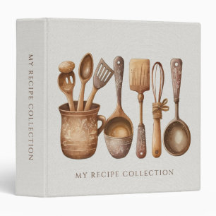Classeur Ustensiles de cuisine en bois rustiques faux lin