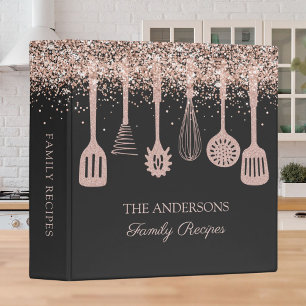Classeur Ustensiles de cuisine en paillettes rose gold pour