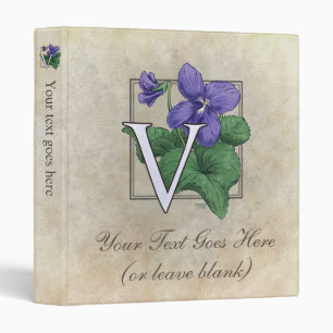 Classeur V pour le monogramme violet de fleur petit