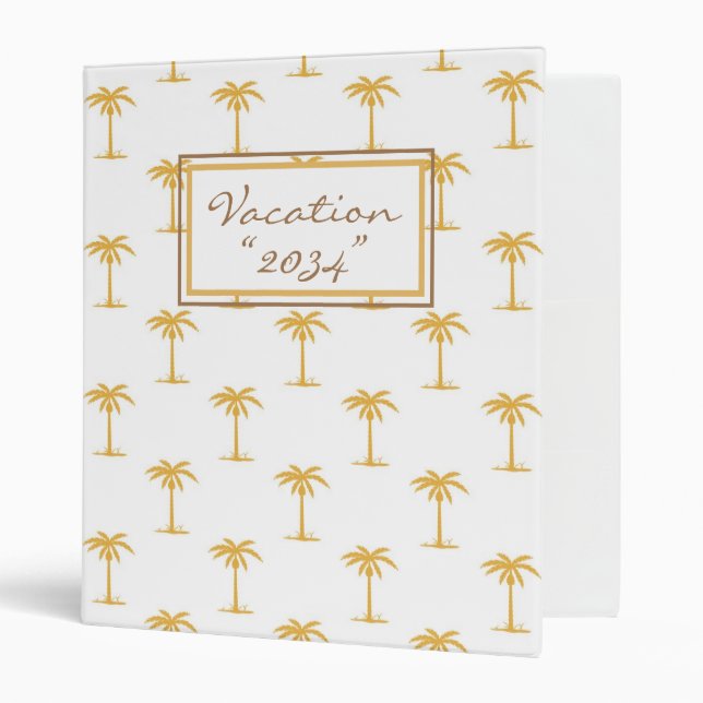 Classeur Vacances Palmiers tropicaux Nom du script (Devant/intérieur)