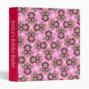 Classeur Vacances rouge-rose de Noël d'oiseau mignon de