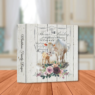 Classeur Vache Charolaise Florale de Campagne Française