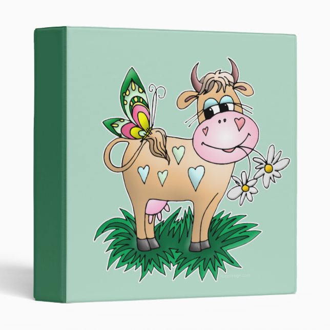 Classeur Vache et papillon mignons (Devant/Côté)