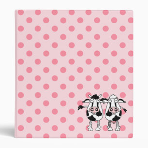 Classeur Vache et taureau sur les points de polka roses