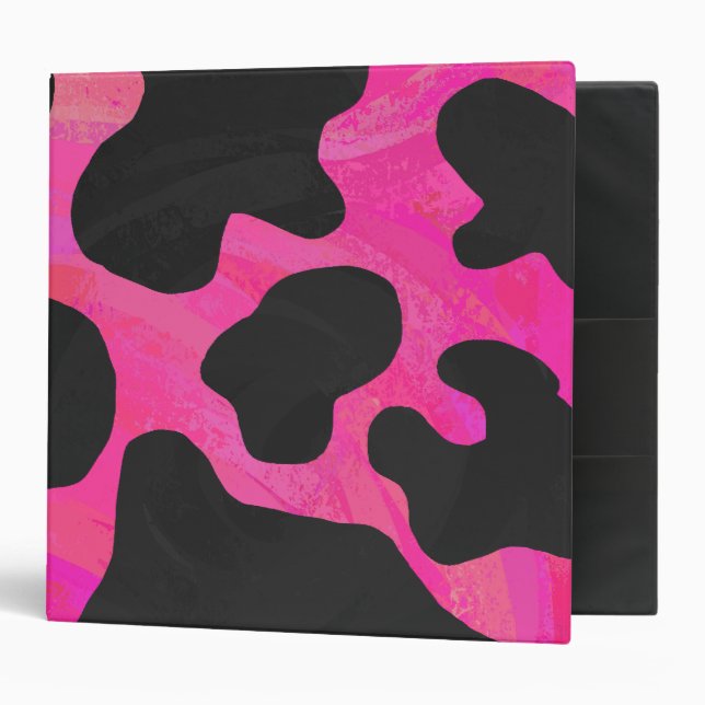 Classeur Vache rose chaud et noir (Devant/intérieur)