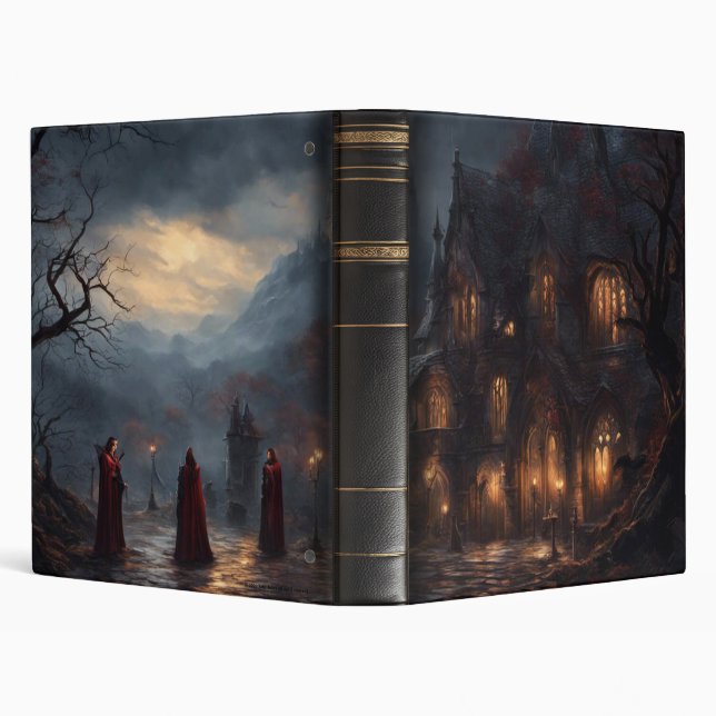 Classeur Vampire Imaginaire gothique n° 5 en cuir noir (Arrière-plan)