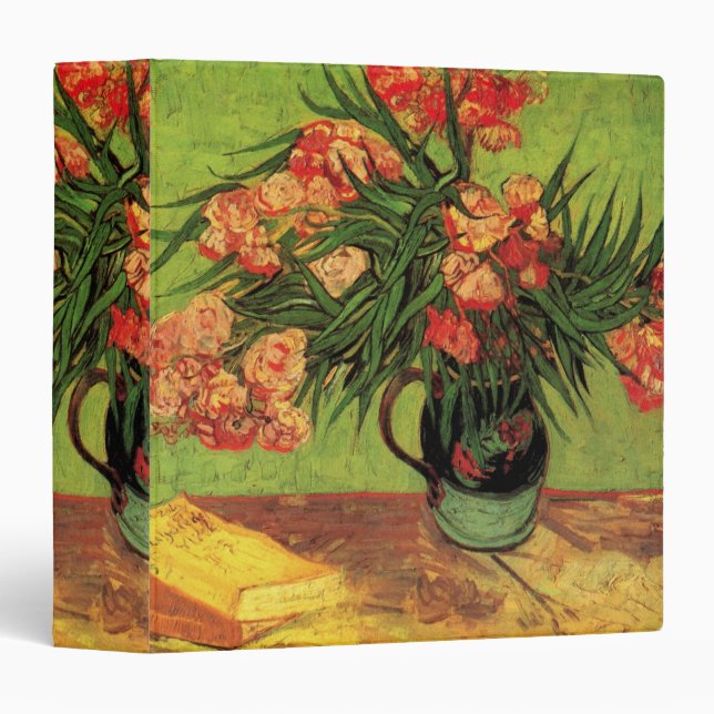 Classeur Vase avec Oleanders et livres par Vincent van Gogh (Devant/Côté)