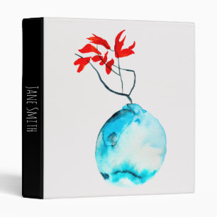 Classeur Vase bleu aquarelle ikebana