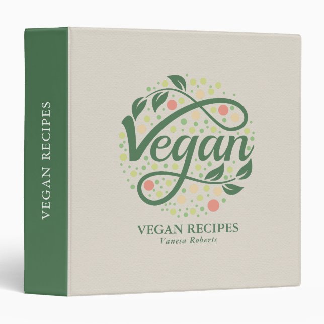 Classeur Vegan - Elégant design de typographie créative mod (Devant/Côté)