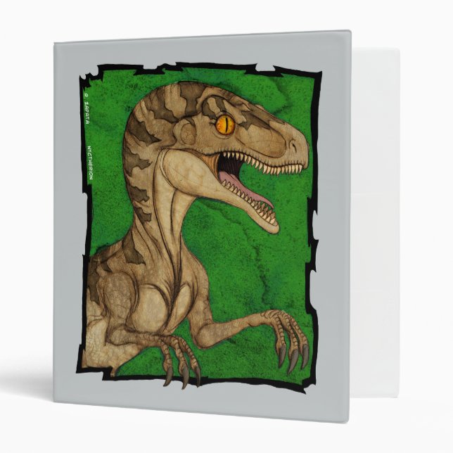 Classeur Velociraptor de cru de style de film (Devant/intérieur)