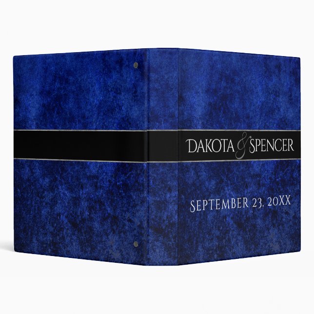 Classeur Velvety Navy Damask | Bleu foncé Grunge Baroque (Arrière-plan)