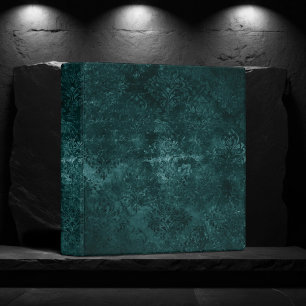 Classeur Velvety Turquoise Damask   Floral de Grunge Vert f