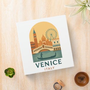 Classeur Venise Vintage Italie Voyage Gondole et Ville Rétr
