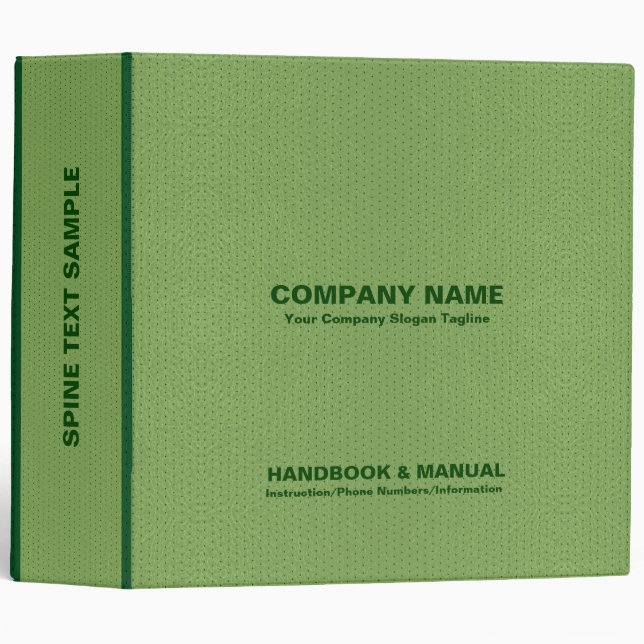 Classeur Vert clair avec texture en cuir vert foncé (Devant/Côté)