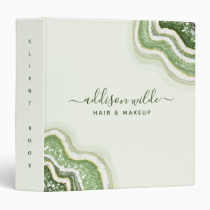 Classeur Vert émeraude Paillettes Agate Géode Luxe Client