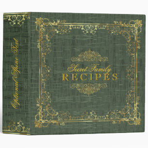 Classeur Vert foncé rustique avec cadre or 4