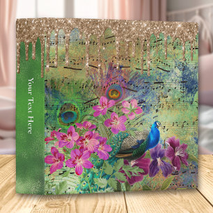Classeur Vert moderne Abstrait Peacock plume or goutte